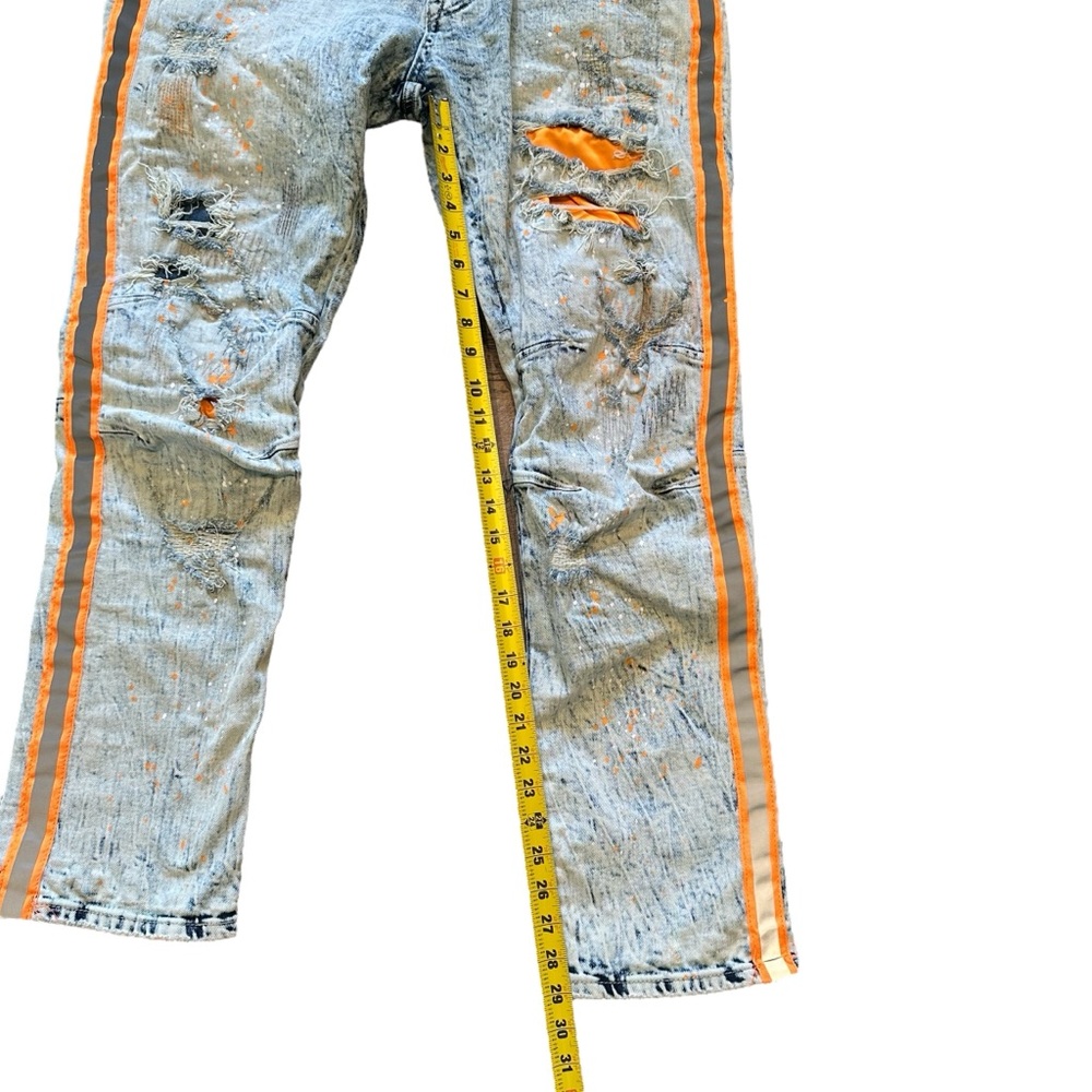 Smoke Rise Jeans Men's 40x32 Moto Pants Distressed Acid Wash Paint Splatter Y2K - Picture 6 of 12